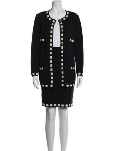 Pre-owned Escada Wool Colorblock Pattern Skirt Set In Black