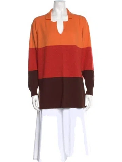 Pre-owned Escada Wool Colorblock Pattern Sweater In Orange