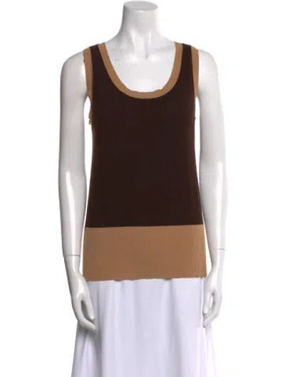 Pre-owned Escada Wool Colorblock Pattern Top In Brown