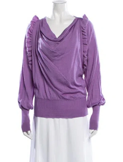 Pre-owned Escada Wool Cowl Neck Sweater In Purple