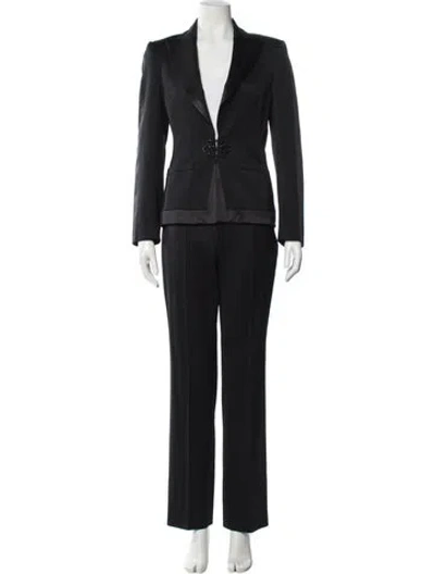 Pre-owned Escada Wool Crystal Embellishments Pantsuit In Black
