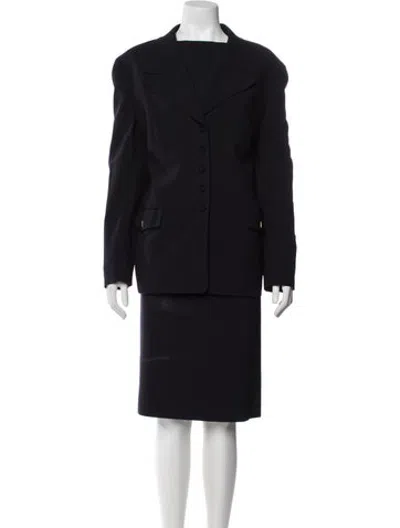 Pre-owned Escada Wool Dress Set In Blue