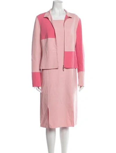 Pre-owned Escada Wool Dress Set In Pink