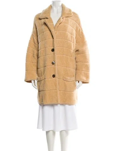 Pre-owned Escada Wool Faux Fur Coat In Neutral