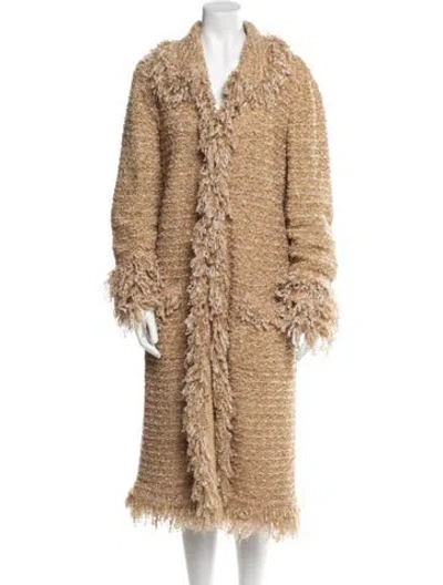 Pre-owned Escada Wool Faux Fur Coat In Neutral