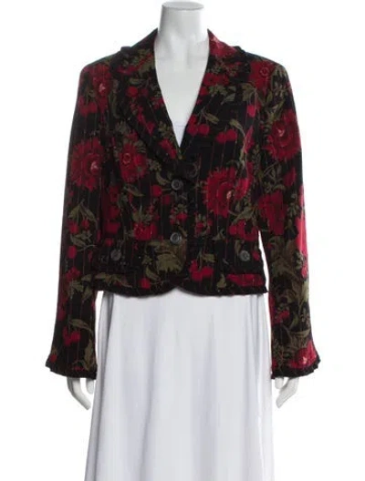 Pre-owned Escada Wool Floral Print Blazer In Multi