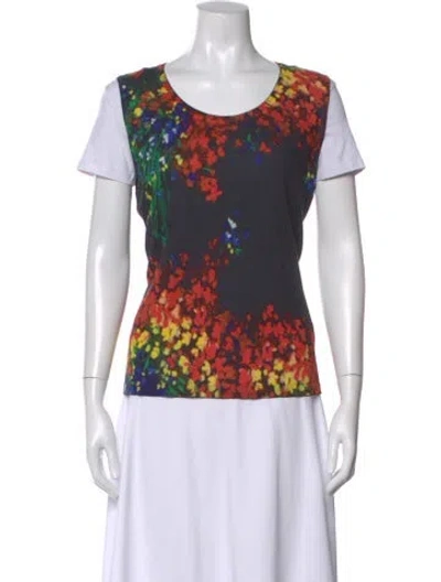 Pre-owned Escada Wool Floral Print Sweater In Black