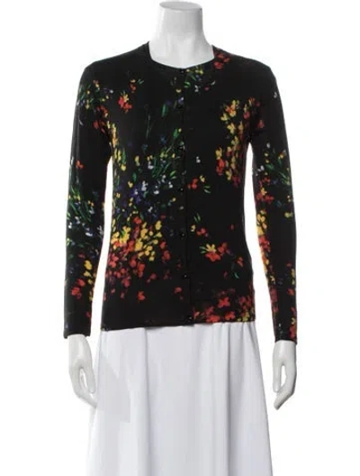 Pre-owned Escada Wool Floral Print Sweater In Black