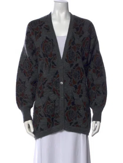 Pre-owned Escada Wool Floral Print Sweater In Multicolor
