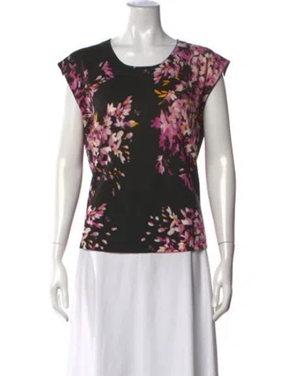 Pre-owned Escada Wool Floral Print Top In Purple