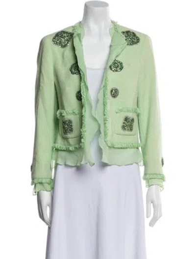 Pre-owned Escada Wool Fur Jacket In Green