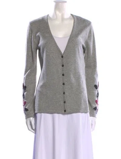 Pre-owned Escada Wool Graphic Print Sweater In Gray