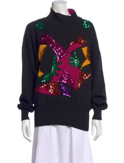 Pre-owned Escada Wool Graphic Print Sweater W/ Tags In Black
