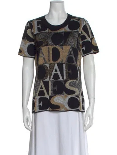 Pre-owned Escada Wool Graphic Print T-shirt In Black