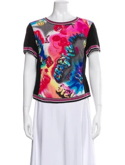 Pre-owned Escada Wool Graphic Print T-shirt In White