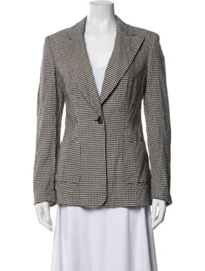 Pre-owned Escada Wool Houndstooth Print Blazer In Black