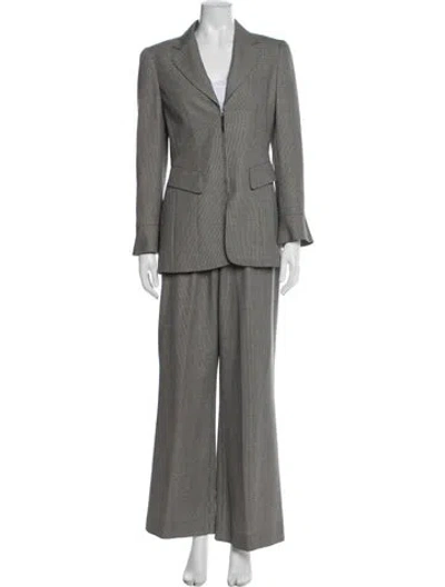 Pre-owned Escada Wool Houndstooth Print Pantsuit In Black
