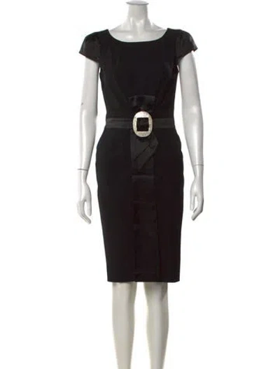 Pre-owned Escada Wool Knee-length Dress In Black