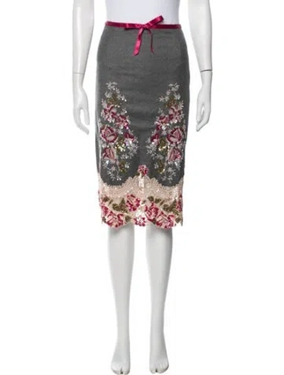 Pre-owned Escada Wool Knee-length Skirt In Grey