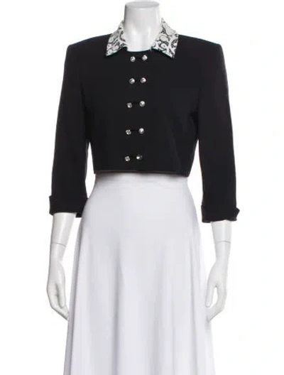 Pre-owned Escada Wool Lace Pattern Blazer In White