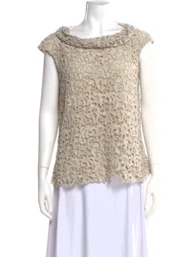 Pre-owned Escada Wool Lace Pattern Top In Neutral