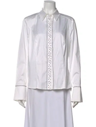 Pre-owned Escada Wool Long Sleeve Button-up Top W/ Tags In White