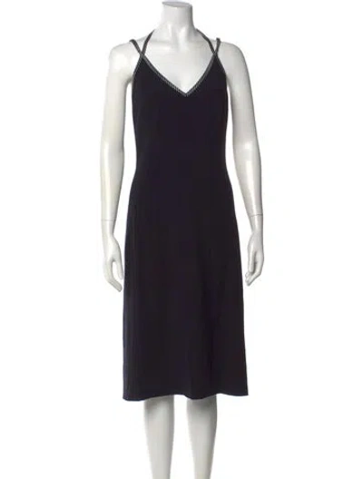 Pre-owned Escada Wool Midi Length Dress In Black