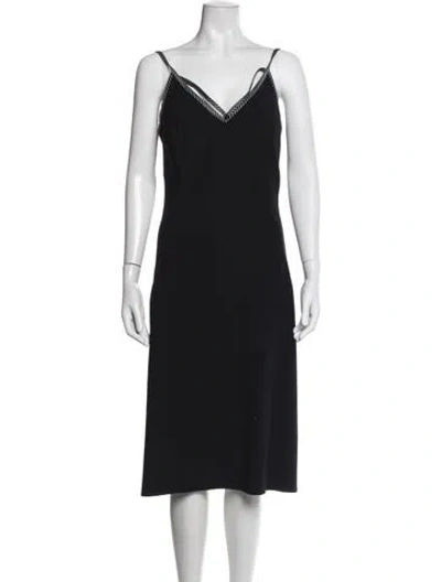 Pre-owned Escada Wool Midi Length Dress In Black