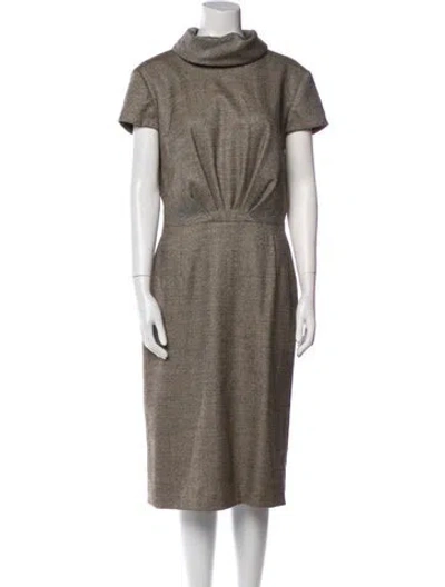 Pre-owned Escada Wool Midi Length Dress In Brown