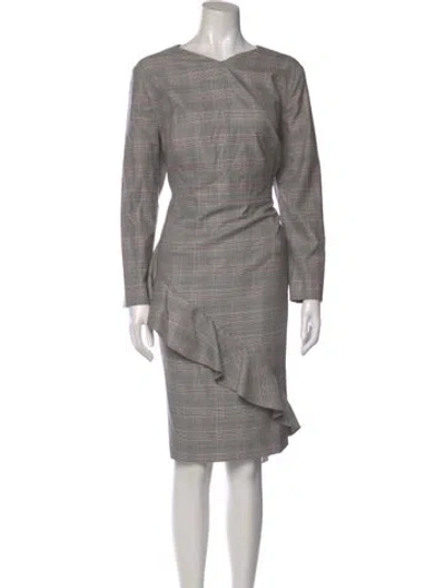 Pre-owned Escada Wool Midi Length Dress In Gray
