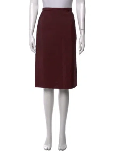 Pre-owned Escada Wool Midi Length Skirt In Burgundy