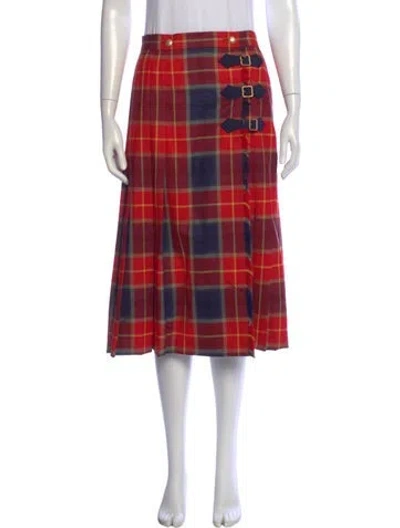Pre-owned Escada Wool Midi Length Skirt In Red