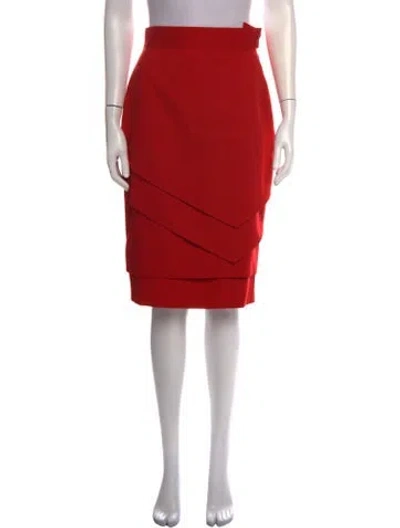 Pre-owned Escada Wool Midi Length Skirt In Red