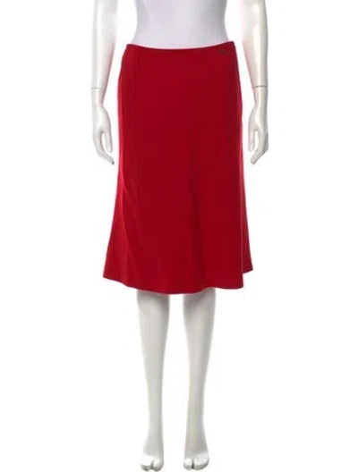Pre-owned Escada Wool Midi Length Skirt W/ Tags In Red