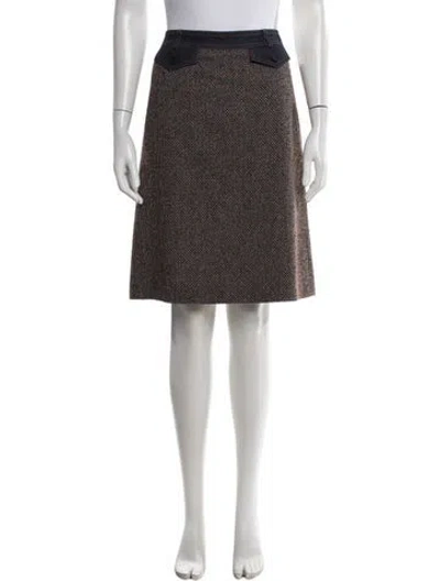 Pre-owned Escada Wool Midi Length Skirt In White