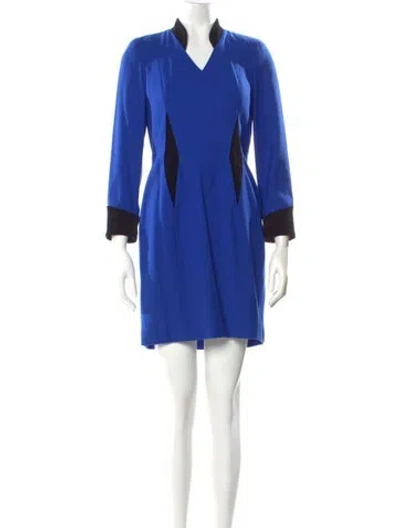 Pre-owned Escada Wool Mini Dress In Blue