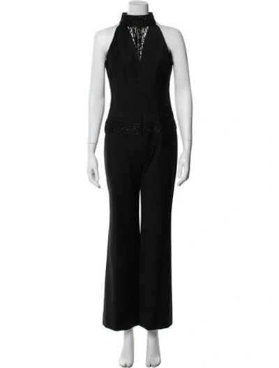 Pre-owned Escada Wool Mock Neck Jumpsuit In Blue