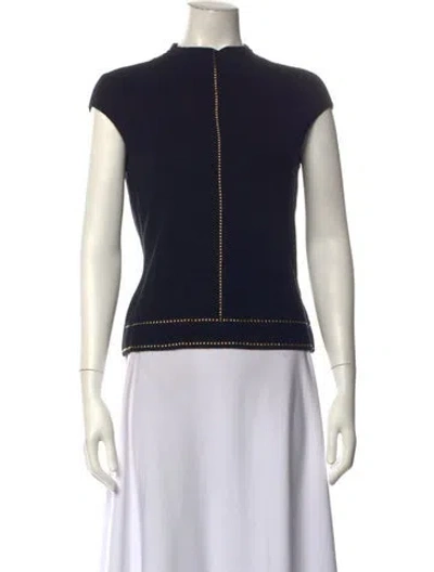 Pre-owned Escada Wool Mock Neck Top In Black