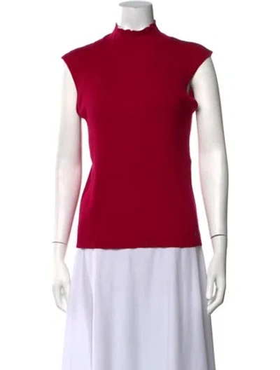 Pre-owned Escada Wool Mock Neck Top In Red