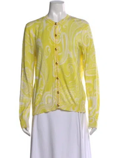Pre-owned Escada Wool Paisley Print Sweater In Yellow