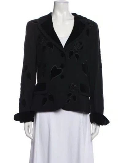 Pre-owned Escada Wool Patterned Blazer In Black