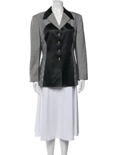 Pre-owned Escada Wool Patterned Blazer In Black