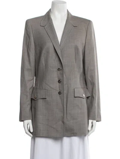 Pre-owned Escada Wool Patterned Blazer In Grey