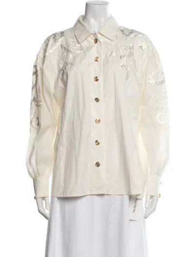 Pre-owned Escada Wool Patterned Button-up Top In Neutral