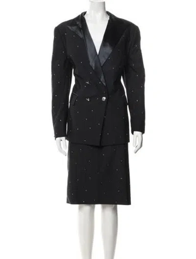 Pre-owned Escada Wool Patterned Skirt Suit In Black