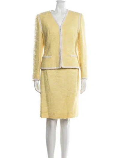 Pre-owned Escada Wool Patterned Skirt Suit In Yellow