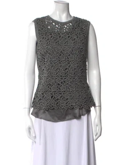 Pre-owned Escada Wool Patterned Top In Gray
