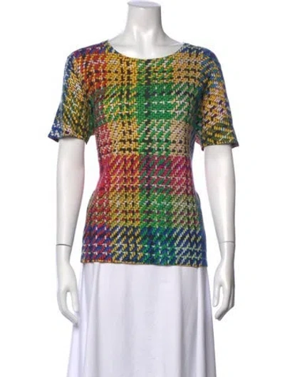 Pre-owned Escada Wool Patterned Top In Green