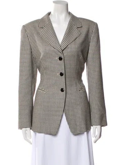 Pre-owned Escada Wool Plaid Print Blazer In Black