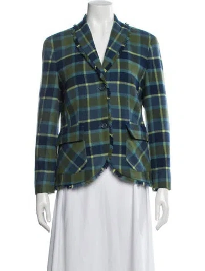 Pre-owned Escada Wool Plaid Print Blazer In Multi